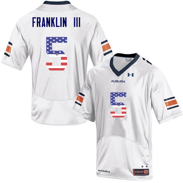 Men #5 John Franklin III Auburn Tigers USA Flag Fashion College Football Jerseys-White - Click Image to Close